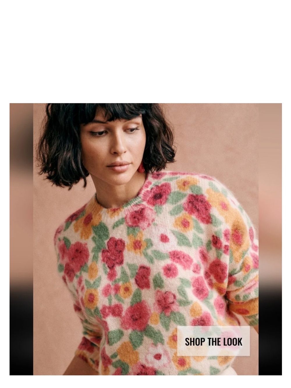 Sezane Lila Wool/Kid Mohair Floral Knit Sweater